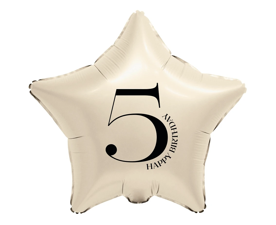 Foil Balloon 18" - Star with Number "5" (creamy)
